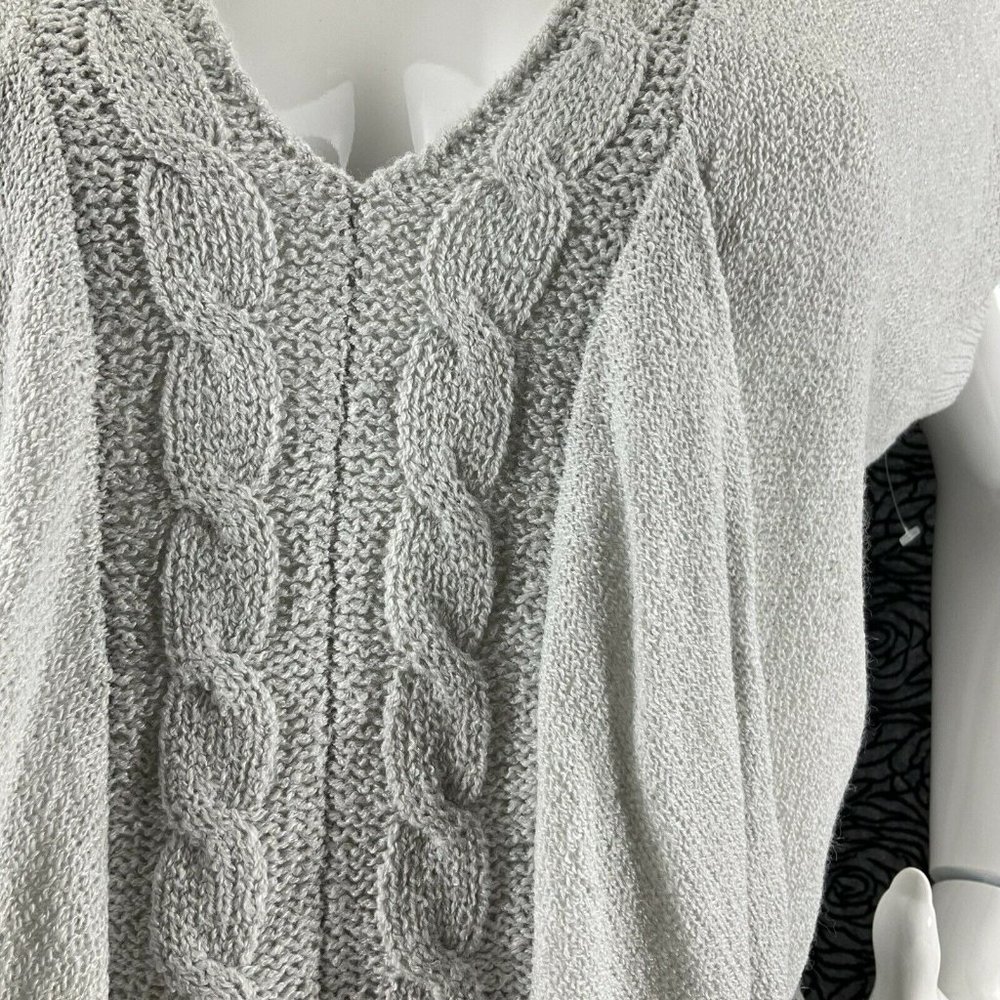 Love Stitch Sweater Womens Sz Medium Gray Sleeveless Lagenlook Drape Pockets Nwt - Picture 3 of 8